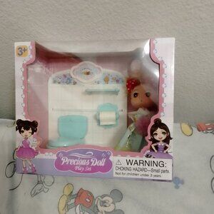 'Precious Doll Play Set"  With Doll and Bathroom Accessories (Selling As Is)